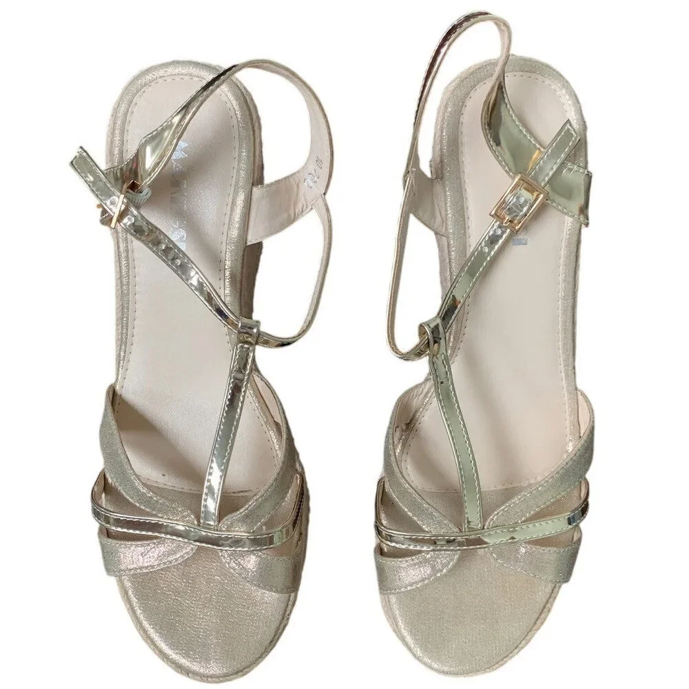Makegsi Womens Size 10 Shiny Gold 4